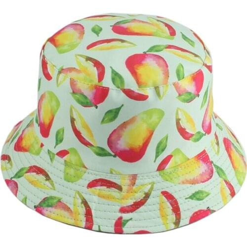 Summer Panama Hat For Women Fruit Mango Banana Pineapple Print Bucket Hat Men Reversible Fishing Fisherman Hats Hip Hop Caps
