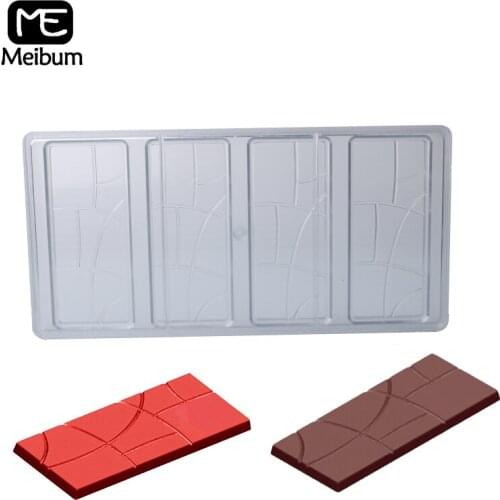 Meibum 4 Cavity Clear Hard Polycarbonate Mold Homemade Blocky Chocolate Candy Mould Cake Decoration Confectionery Tools