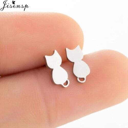 Cute Kitten Ear Studs Fashion Mini Golden Color Stainless Steel Cat Stud Earrings Female Minimalist Jewelry Accessories Gifts