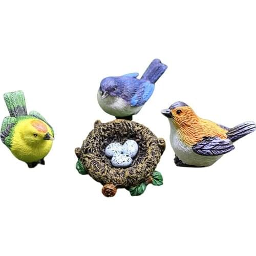 Mini Bird Miniatures Figurines Fairy Garden Decoration Accessories Resin Crafts DIY Succulent Plant Bonsai Creative Gift For Kid