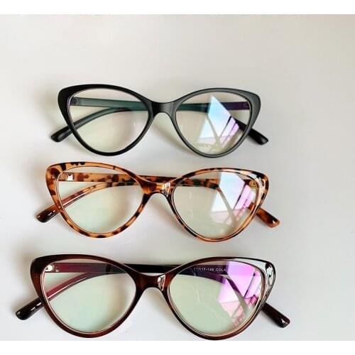 Trendy Spectacle frame cat eye Glasses frame Women clear lens brand Designer Eyewear optical myopia nerd black purple eyeglasses