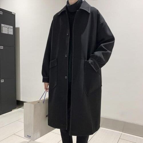 2021 Autumn Fashion New Mens Business Jacket Men Long Black Windbreaker Jackets Overcoat Male Casual Trench Outwear Coat Y31