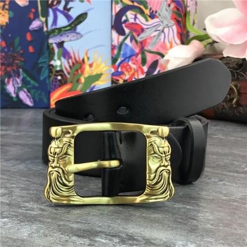 Cowboy Solid Brass Buckle Men Belt Personalized Double Face Buckles For Men Leather Belt Wide Yellow Belt Ceinture Riem MBT0115