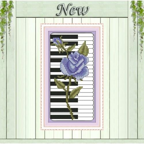 Purple Rose piano flowers home decor painting counted print on canvas DMC 14CT 11CT Cross Stitch Needlework Sets Embroidery kits