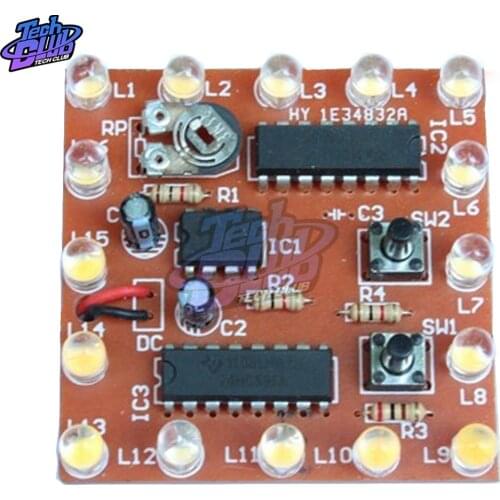 DIY Kit Electronic NE555+74HC595 16Bit 16 Channel Light Water Flowing Lights LED Module Kit Light Welding Practice Board