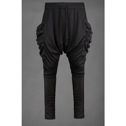 27-44 New 2017 New mens clothing ds costume elastic hanging crotch pants skinny pants harem pants plus size singer costumes