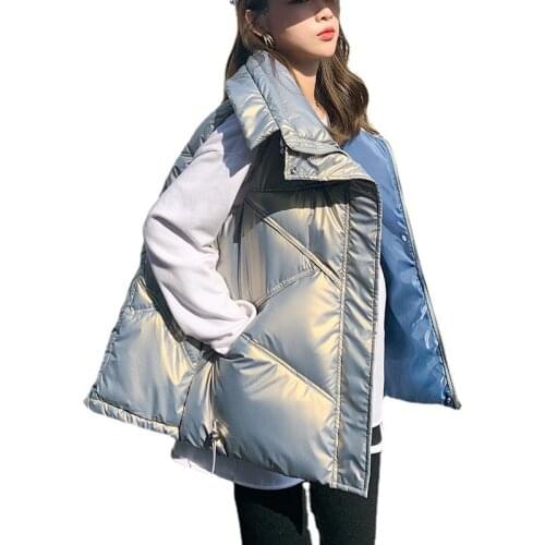 2021 New Winter Parkas Cotton Vest Coat Women Jacket Loose Stand Collar Female Warm Waistcoat Parka Coats Sleeveless