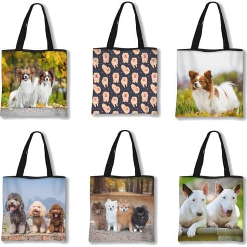 Cute Pomeranian/ Bulldog Casual Totes Bag Women Handbag Girls Travel Bags Large Capacity Shoulder Storage Bags