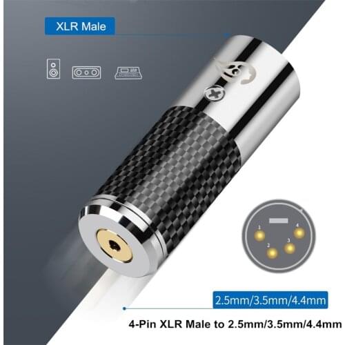 XLR 4-Pin to 2.5mm 3.5mm 4.4mm Audio Adapter For XLR Power Amplifier Speaker to Headphone 2.5 3.5 4.4 mm Jack Connector