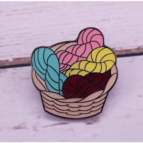 Yarn Basket Enamel Pin Wool knitting brooch pin