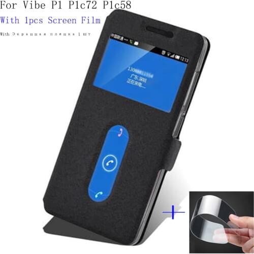 Luxury Phone case For Lenovo Vibe P1 P1c72 P1c58 shell case open window PU leather case For Lenovo VibeP1 Flip case back cover