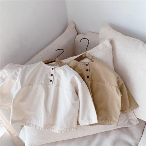 Baby Girl Shirt and Boy Babies Simple Blouse Loose Leisure Tops Baby Girl Long Sleeve Blouses Little Girls Clothing Boys Shirts