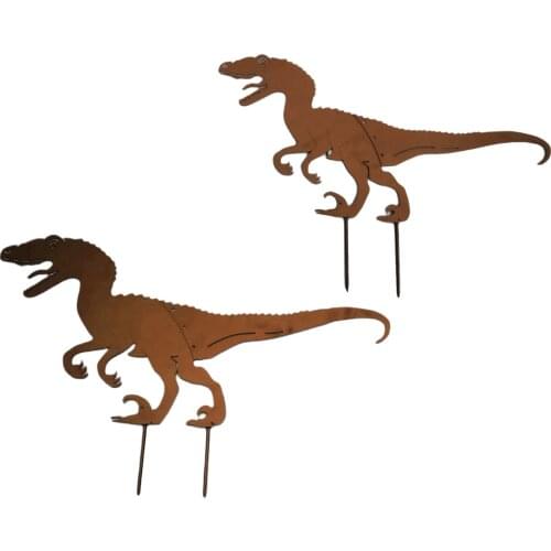 Dinosaur Silhouette Garden Stake Garden Art for Outside Decorations Lawn Ornaments Ornamental Gardening Stakes Outdoor Statues