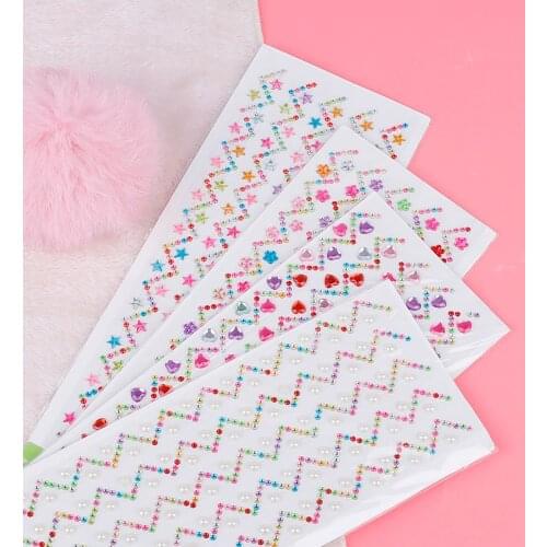 Top 1Pcs Flower/Star/Heart/Pearl Shape Self Adhesive Acrylic Rhinestone Decal Styling Stickers For Scrapbooking Arts Decoration