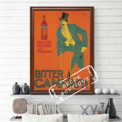 Vintage Alcoholic Beverages Wine Beer Poster David bitter campari Classic Canvas Paintings Wall Posters Stickers Home Decor Gift