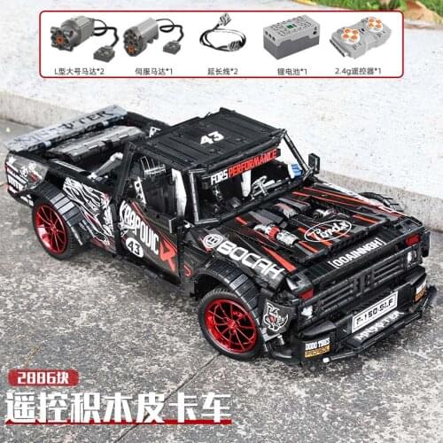 High-Tech 23016 2886Pcs F-150 Ford Mustang Hoonicorn Racing Car MOC 22970 34316 Building Block Bricks Kid Toys Christmas Gifts