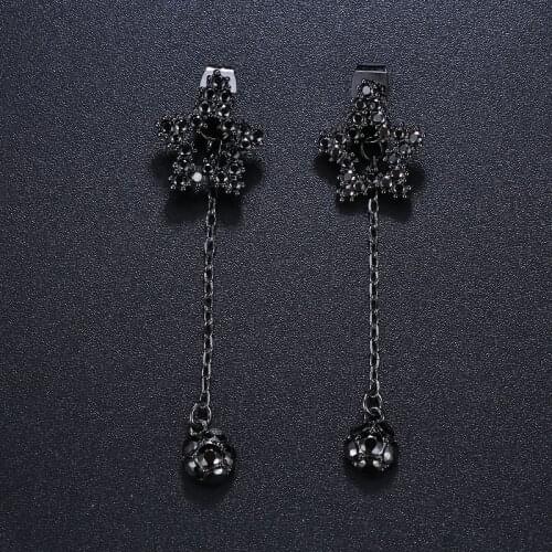 Emmaya Fashion Flower Design Top Quality Gun Black Cubic Zircon Stud Earring for Women Boucle D'oreille Pendientes Mujer