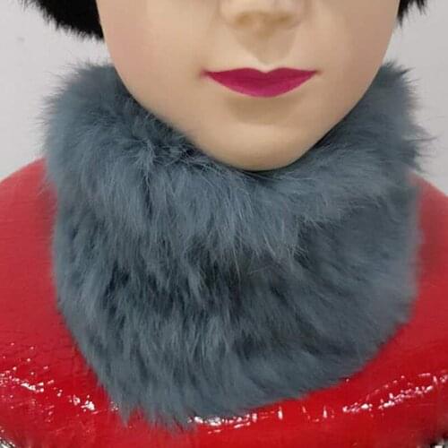 Women Winter Real Rabbit Fur Scarf neckerchief Warm Rabbit Fur Scarves Muffle Knitted 100% Natural rex Rabbit Fur Ring collar