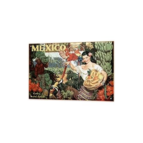 Tin Sign Decor Plaques Globetrotter Postcard Mexico Metal Plate 8X12