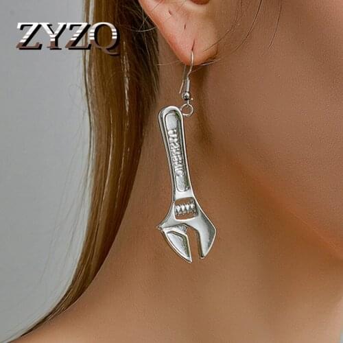 ZYZQ Creative Design Punk Small Wrench Drop Earrings for Women Female Silver Plated Tools Pendants Dangle Earings Jewelry 2021