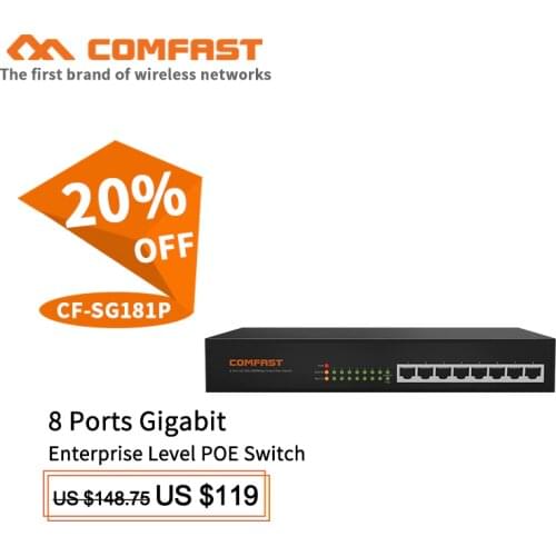 10/100/1000Mbps 8 Port Gigabit PoE Switch 802.af/at Ethernet Enterprise level poe switch for IP Cameras/ Wireless AP network