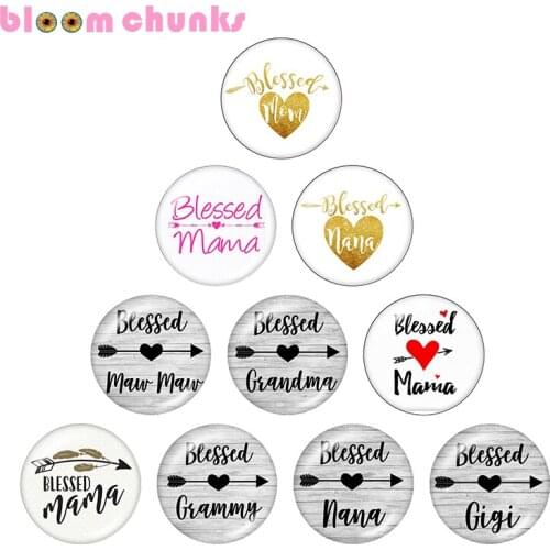 Blessed mama gigi nana 10pcs mixed 12mm/18mm/20mm/25mm Round photo glass cabochon demo flat back Making findings S5648