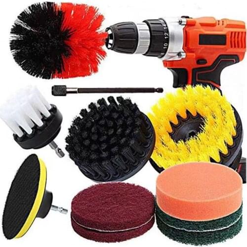 11Pcs Electric Drill Brush Removal Polishing for Bathroom Surface Grout Tile Tub Shower Kitchen Auto Care Cleaning Tools