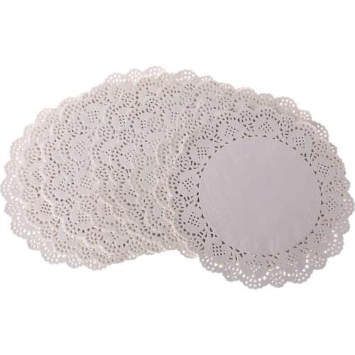 200Pcs Round Lace Paper Mats Coasters Placemats Wedding Events Party Table Gift PXPC