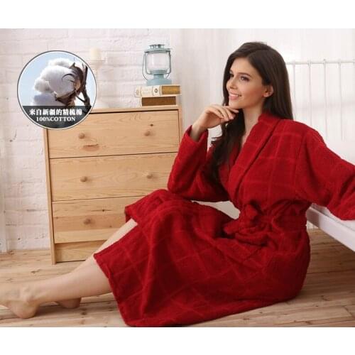 2016free shipping brand hilift bathrobes 100% cotton female and male lengthen thickening towel robe lovers size M-XL