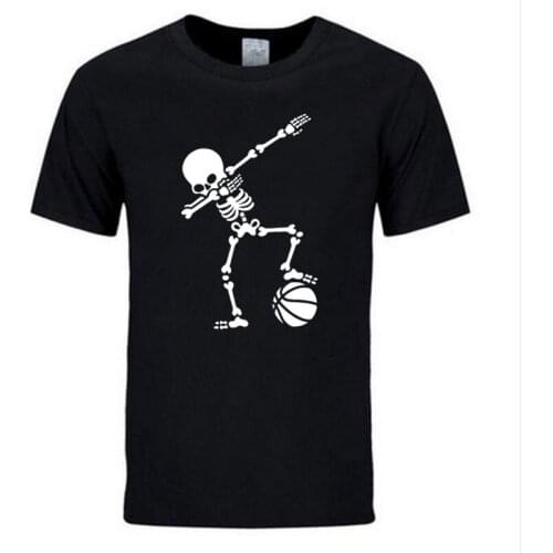 2019 Summer Hip Hop Dab Dabbing Skeleton Footballer Basketballer T Shirt Men Casual Cotton Short Sleeve Funny Printed T-shirt