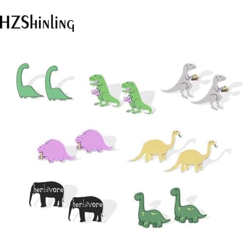 2019 New Herbivore Dinosaur Resin Earrings Berbivore Animal Earrings Epoxy Stud Earring