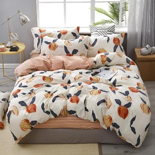3/4pcs Twin Full Queen King Size Bedding Set luxury Fruit Flower Family bed Sheet Duvet Cover Pillowcase Single Double bed set