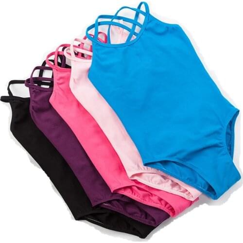 5 Colors Girls Leotard for Ballet Dance Gymnastics Double Strap Camisole Child Sleeveless Ballet Costumes Bodysuit Kid Dancewear