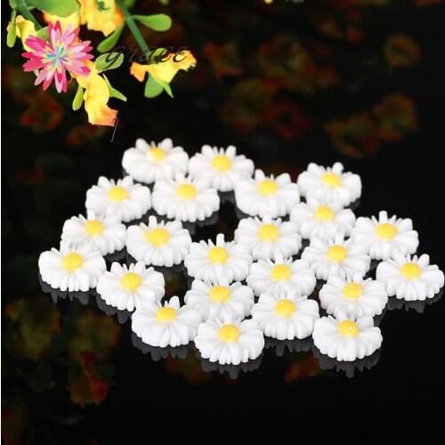 50pc/lot 12mm Flatback Ceramic Small Resin Daisy Sun Flower Beads Cabochon Diy Cell Phone Case Jewelry Craft Decoration Supplies
