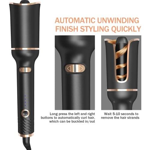 Curling Iron Automatic Hair Curler Hair Dropship Hair Curler for Curls Waves LCD Display Ceramic Curly Auto USB Cordless Fashion