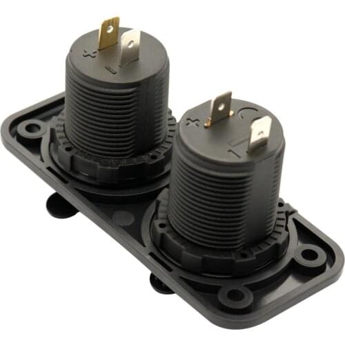 Car Charger 12V/24V Waterproof Dual USB Fast Charger Socket Power Outlet for Marine, Boat, Motorcycle, Truck, Red Lights Color