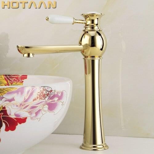 Free Shipping New arrival Bathroom gold Basin Faucet Gold finish Brass Mixer Tap with ceramic torneiras para banheiro YT-5057