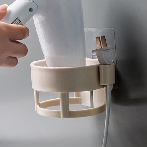 Seamless Sticker Storage Holder Bathroom Shelf Not Punching Tray Plastic Hair Dryer Rack Accessories