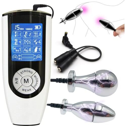 Bipolar Electric Shock Pulse Metal Anal Vaginal Plug Jump Eggs Strapon Dildo Vibrator Prostate Massage Women Masturbator Sex Toy