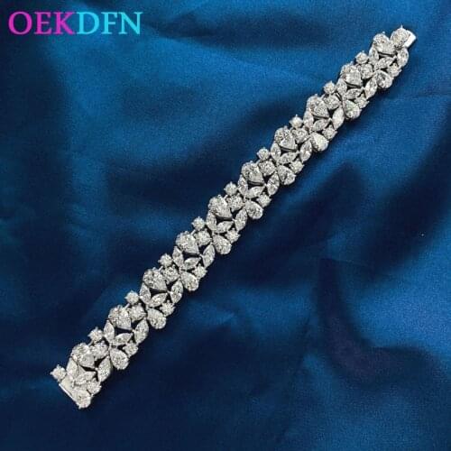 OEKDFN Luxury 100% 925 Sterling Silver Bracelet For Women Sparkling High Carbon Diamond Gemstone Engagement Wedding Fine Jewelry