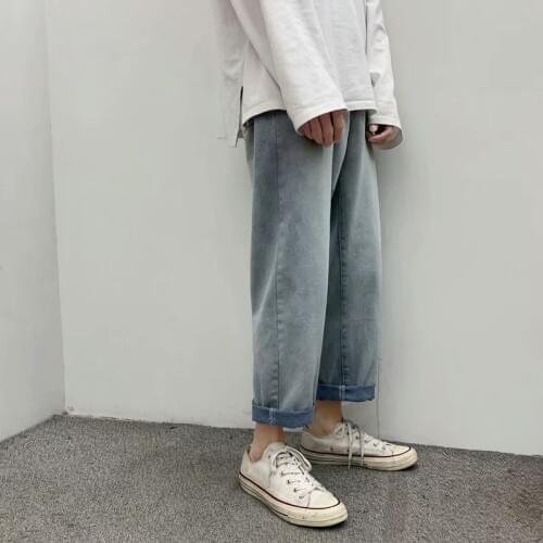 Tide Brand New Jeans Mens Straight Loose Korean Trend Wild Joker Wide Leg Pants Pants Pants Light Color Pants