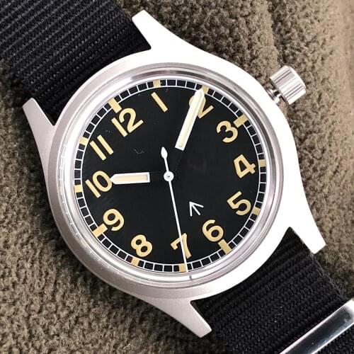Pilot Automatic Watch Men NH35 Self Winding Mechanical Wristwatch 100M Diver 36mm Luminous Clock Retro W10 Air Force Watches