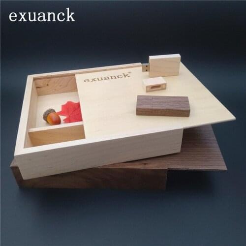 10pcs/lot Exuanck Custom Photo Graphe Wedding Logo 170*170*30mm Photo Wood Box USB 2.0 4GB 8GB 16GB 32GB Pendrive
