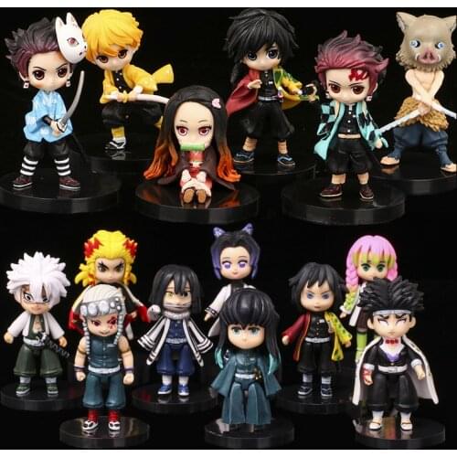 Demon Slayer Kimetsu No Yaiba Kamado Tanjirou Nezuko Action Figure Q Ver. Anime Figurine Collection Model Doll Toys For Children