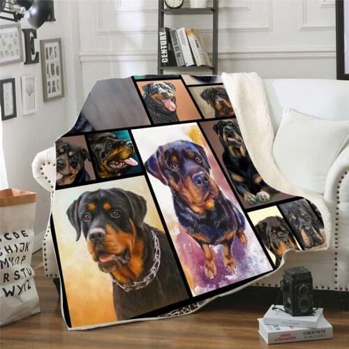 Rottweiler 3D Printed Fleece blanket for Picnic Thick Fashionable Bedspread Sherpa Throw Blanket Drop Shipping