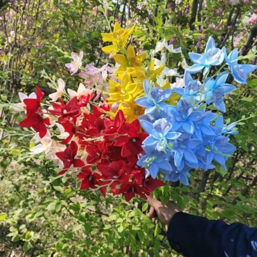 Cattleya artificial flower bouquet long branch fake flowers diy wedding party decoration florals