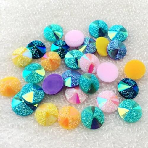 60Pcs 12mm AB flatback stones and crystals Resin Round Rhinestone trim DIY Wedding Dress button-B68