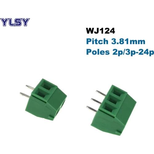 100Pcs Pitch 3.81mm Screw PCB Terminal Block Wire Cable Connector Morsettiera Straight Pin 2P 3P WJ124 Bornier 300V 15A 1.5mm²