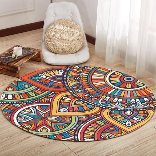 Retro National style Round thick carpet Nordic home coffee table blanket Bedroom study chair round computer chair Printed carpet