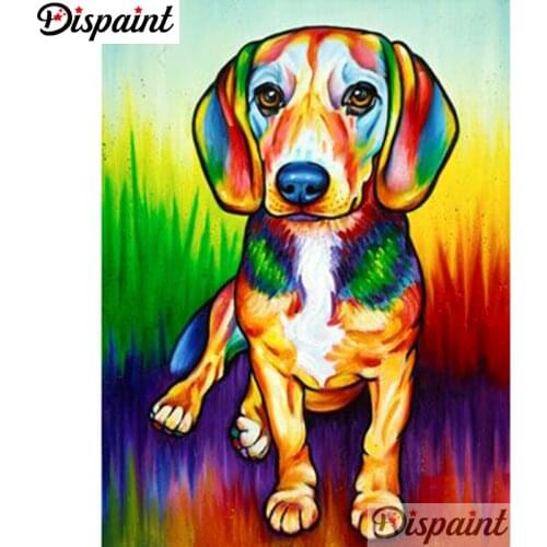 Dispaint Full Square/Round Drill 5D DIY Diamond Painting "Color dog scenery" Embroidery Cross Stitch 5D Home Decor A10542